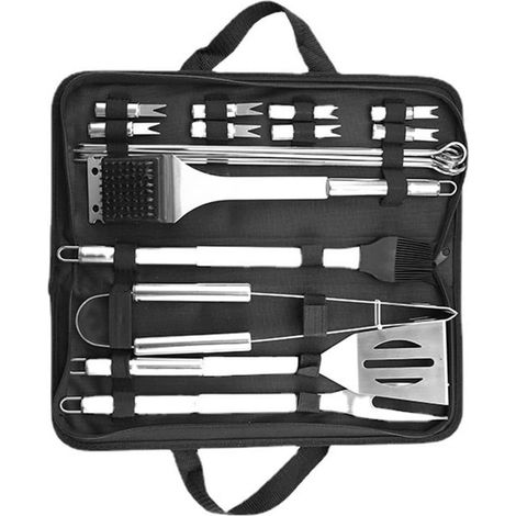 Ensemble d'ustensiles de Barbecue en Acier Inoxydable, 20 pièces, antirouille et résistant à la Chaleur, Rangement extérieur, Coffret Cadeau pour Homme - (1/4)
