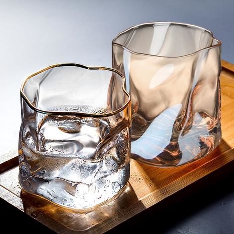 Bourbon-Glas. Geformtes Whiskyglas, 2-teilig, 8,5 x 8,5 cm, 280 ml, Cocktailglas-Tischset (1/4)