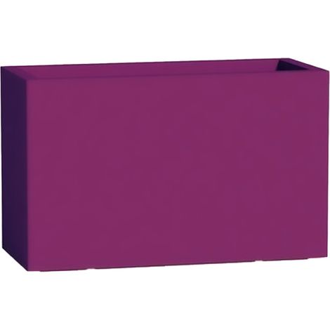 Rechteckige Vase Cromia Flowerpot aus einfarbigem Harz mit Dekoration "Made in Italy -Violett