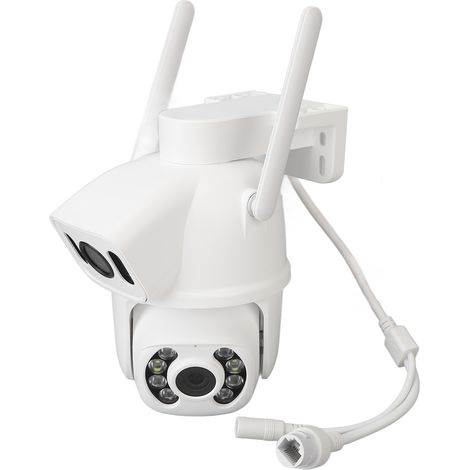 Caméra de Surveillance WiFi 6MP Double Objectif pour Intérieur et Extérieur, Détection de Mouvement et Vision Nocturne HD, Compatible Prise EU (1/5)