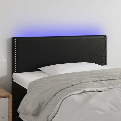 vidaXL Cabecero con LED cuero sintético negro 100x5x78/88 cm (1/5)