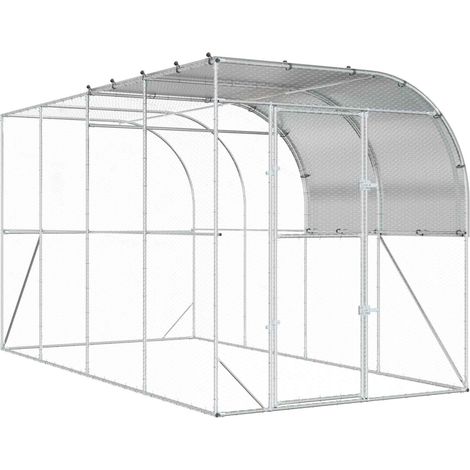 Gallinero Contra la Pared Plateado 400 x 200 x 215 cm vidaXL (1/5)