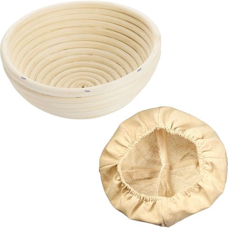 Westmark Cestino da lievitazione + rivestimento, Per impasti da 750-1000 grammi, Rotondo, Diametro: 17,5 cm, Rattan, Beige chiaro, 3208227B (1/5)