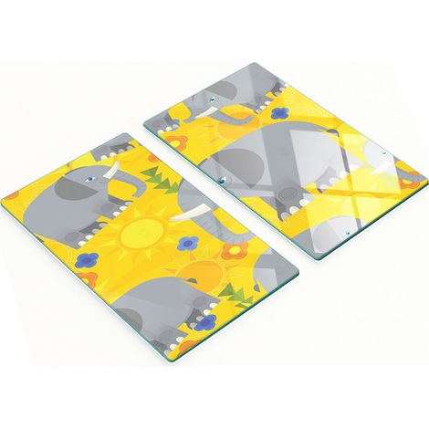 Planche décorative multifonctionnelle pour la cuisine, en verre trempé, motif éléphant, 2 x 30 x 52 cm (1/5)