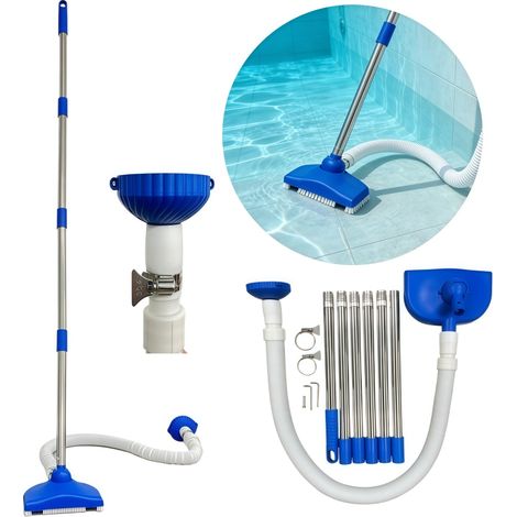 Beyamis Aspirateur piscine automatique - Brosse portable avec perche bleu