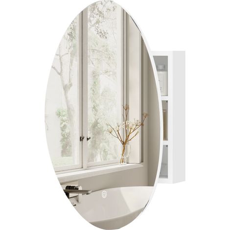 Meuble de Salle de Bain LED, Anti-Buée, Éclairage à Intensité Variable 3 Couleurs, Blanc, Mural (1/5)