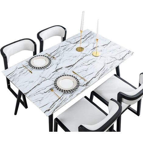 Nappe en PVC aspect marbre 90x90cm, 1mm d'épaisseur, imperméable, lavable