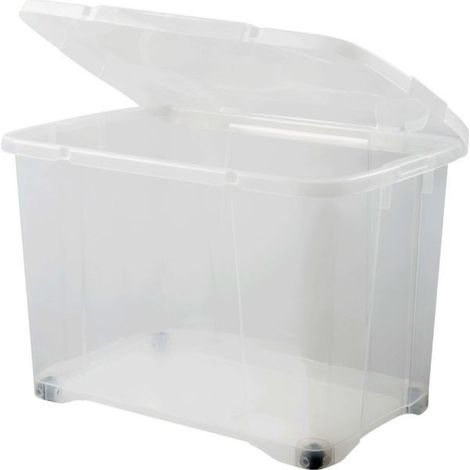 Caja de almacenamiento Clip Box 60l con tapa y ruedas, Ref. 10817, Natural