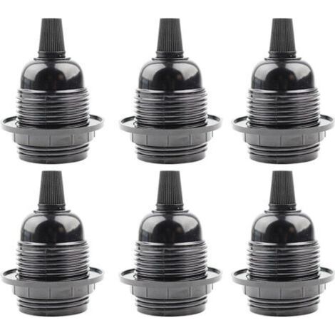 6pcs E27 Socket Black, E27 Screw Socket in Plastic, Lampshade Ring Connector Adapter Base, Replacement Lamp Holder, for Table Lamp, Floor Lamp or Ceiling Lamp (1/5)