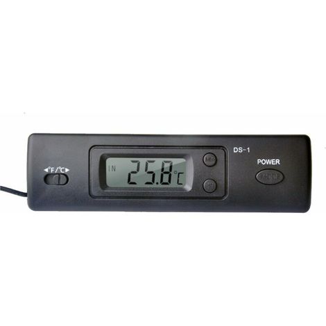 Thermomètre Mini thermomètre de voiture thermomètre électronique avec affichage de la fonction de temps avec sonde DS-1, Noir - Noir (1/5)