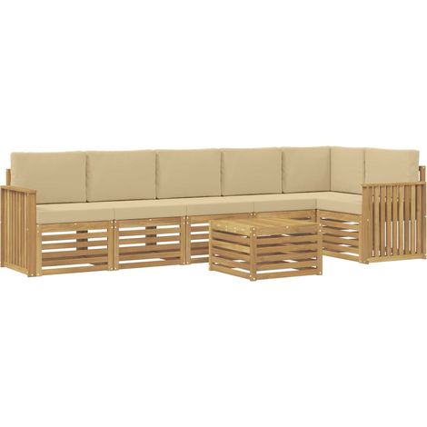 Outdoor Sofa Set 7 pcs White and Beige 59 x 59 x 37 cm vidaXL (1/5)