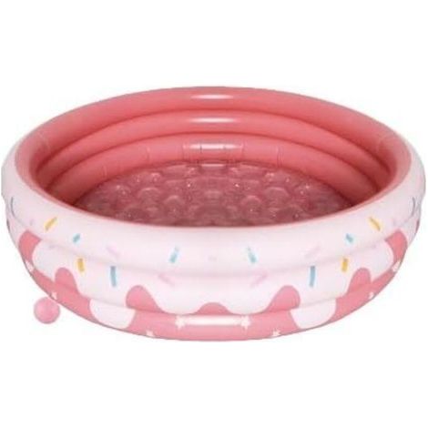 Pair Aufblasbarer Swimmingpool, runder aufblasbarer Planschpool, Donut, dicker, rutschfester Swimmingpool mit weichem Blasenboden, faltbarer oberirdischer Pool für Kinder, 120 cm, Pink (1/5)