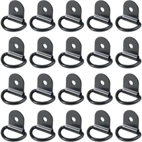 20 pièces Anneaux D'arrimage,Anneaux d'arrimage,Anneau Arrimage INOX,remorque d'anneau Montage d, Anneau d arrimage Rond pour Pliable avec Verrouillage de Charge dans Les Voitures(36 x 25 mm, Noir) (1/4)
