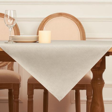 Abwaschbare Tischdecke 80x80 cm Leinenoptik, wasserabweisend, rechteckig, beige