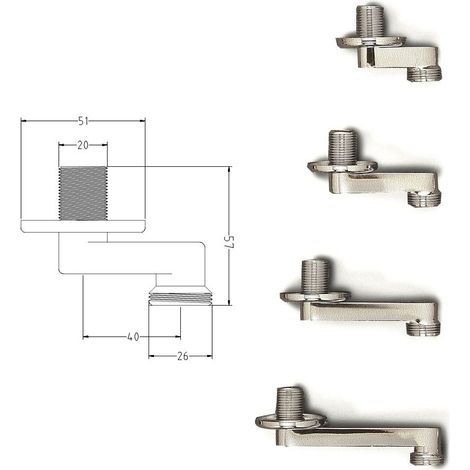 Distanziatore 1/2" x 3/4" cromato - Spostamento mm.40 636800OC1/2X4