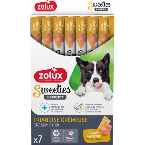 Zolux  SWEETIES  Snack cremoso per cani 14g - Pollo e formaggio 7x14g