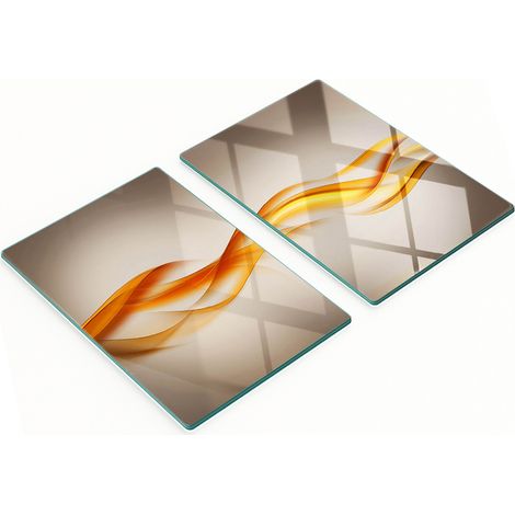 Küchenservierbretter aus Glas mit abstraktem Wellenmuster, 2 x 40 x 52 cm (1/5)