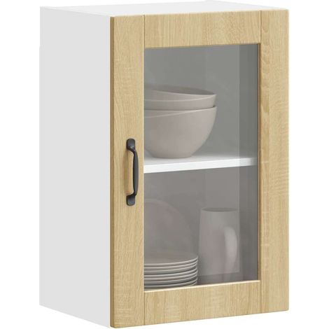 Armoire murale de cuisine et porte en verre Porto-Meuble suspendu de rangement chêne sonoma 412094 (1/5)