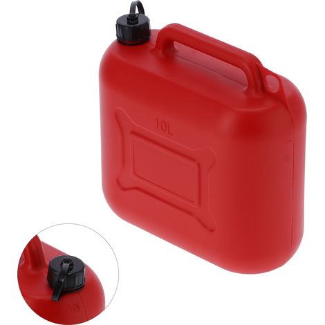 Bidons d'huile portables en plastique ABS rouge 10L, avec carton d'emballage pour expédition ultérieure, réservoir de lubrifiant pratique et robuste. (1/5)