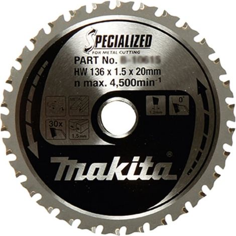 Makita B-47008 Specialized TCT-Kreissägeblatt 150 x 20 mm, 52 Zähne, Metall (1/2)