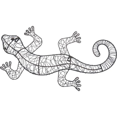 Adorno de pared lagarto de alambre negro calado 62 cm (1/4)