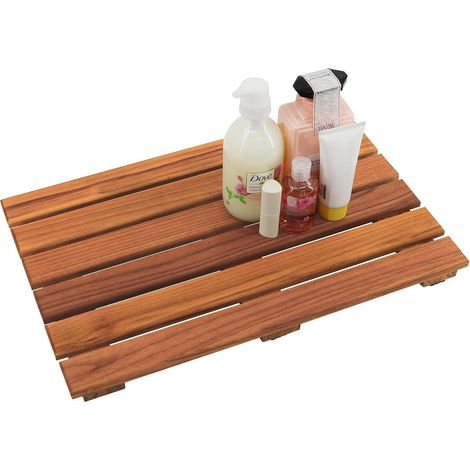 Plancher de douche en teck, antidérapant, aspect spa de luxe, baignoire, 50,8 x 33 cm.