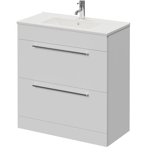 Napoli 390 Gloss White 800mm 2 Drawer Vanity Unit with Angel Basin - 800mm - Chrome 480mm Handle