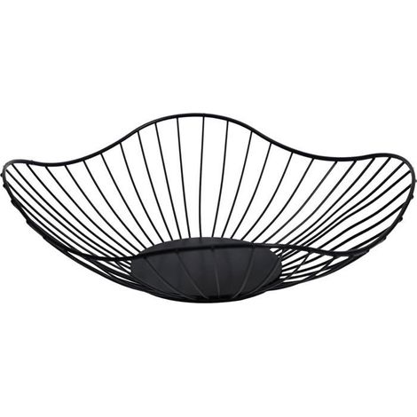 BelleRise - Corbeille à fruits noire, panier à fruits en fil de métal pour le rangement des fruits et légumes, support à fruits minimaliste (1/5)