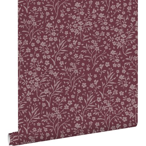 papier peint fleurs violet aubergine - ESTAhome (1/5)