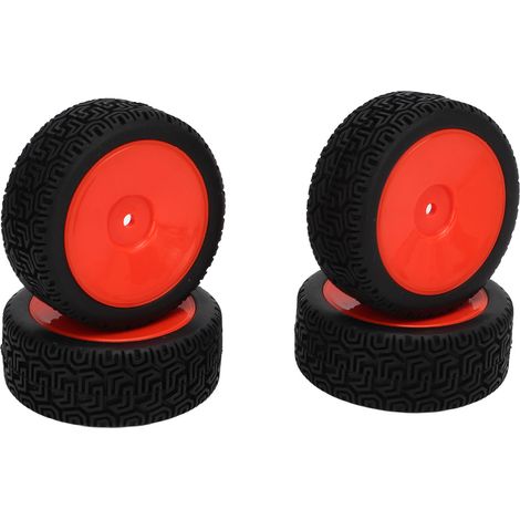 Ensemble de 4 pneus en caoutchouc rouge pour voiture de sport 1/10 RC, offrant un excellent amorti et une grande résistance à l'usure. (1/5)