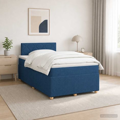 vidaXL Lit boxspring avec matelas Bleu 120 x 200 cm Tissu (1/5)