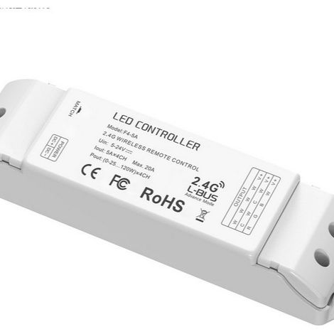 Contrôleur sans fil à tension constante LTECH F4-5A, monochrome, bicolore, RGB et RGBW quatre-en-un
