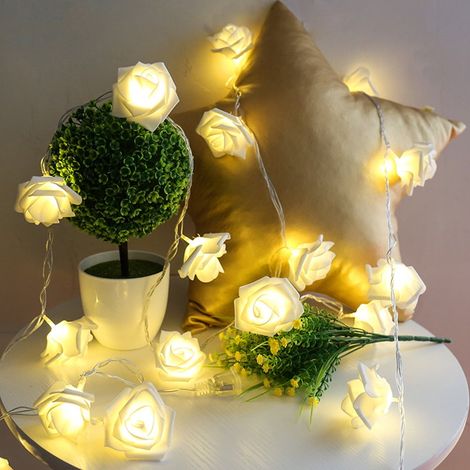 Guirlande Lumineuse - Fleur De Rose En PE - 10 LED - 1 Mètre - Alimentation Par 3 Piles AA - Décoration De Fête Et Arbre De Noël (1/5)