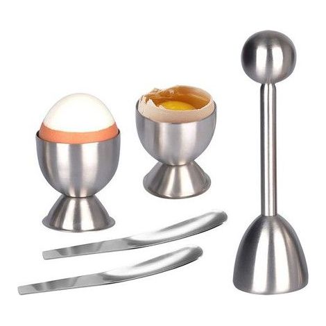 Ensemble coupe-œufs - Betterlife - 5 pièces - Coupe-coquille calibré - Coquetiers en acier inoxydable - Cuillères à œufs (1/5)