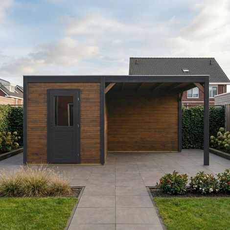 Abri de jardin en bois Nexa 5.06x2.59m - 13.11m2 - Ep. 28mm - Traité (1/4)