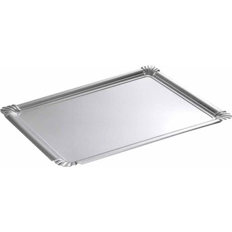 Lot de 5 Plateaux en Carton "Rectangle" 23x33cm Argent (1/2)
