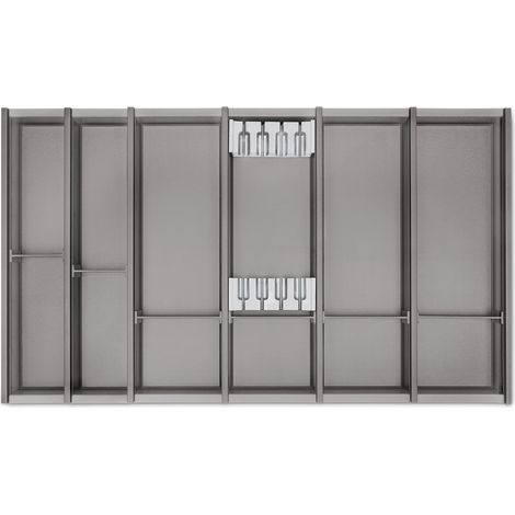 Cuisio Besteckeinsatz Besteckkasten Transluzent-graphitgrau für Blum Legrabox 473 mm mit Korpusbreite 900 mm (1/5)