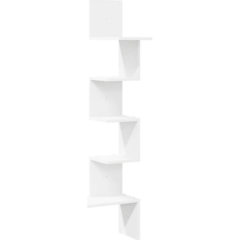 Maison Exclusive - Wand-Eckregal Weiß 32x32x127,5 cm Holzwerkstof