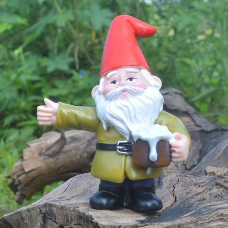 Statue nain de jardin en résine, décoration extérieure pour jardin, sculpture de gnome pour plantes de bureau, ornement de pelouse. (1/5)