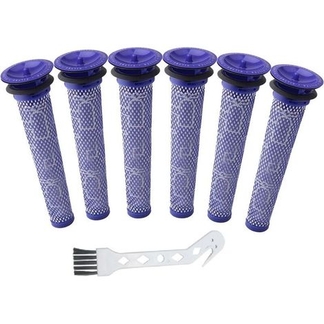 YMYNY Lot de 6 pré-filtres de remplacement + une brosse pour Dyson DC58, DC59, V6, V7, V8. Numéro de pièce de rechange 965661-01. (1/4)