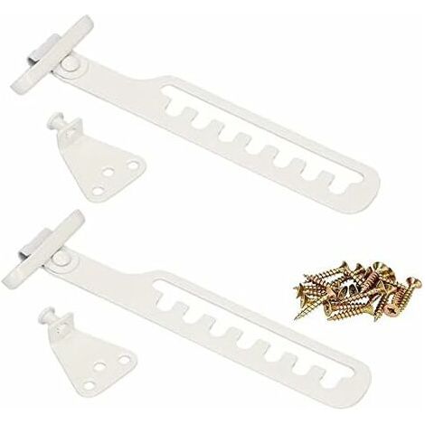 Lot de 2 régulateurs à bascule pour fenêtre - Protection contre les chocs - Verrou de fenêtre - Pour régler l'ouverture de fenêtre - Coupe-basculement - Blanc-NANOTEH (1/5)