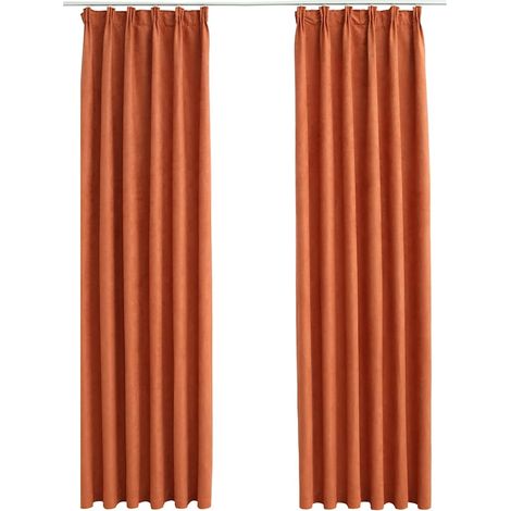 Rideaux occultants vidaXL avec crochets, lot de 2, couleur rouille, 140 x 175 cm (1/5)