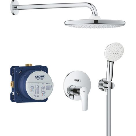 Grohe – Colonne de douche encastrée avec mitigeur monocommande – Set Tempesta 250 9,5 l/min – Laiton chromé – 2 jets – Bras horizontal 380mm