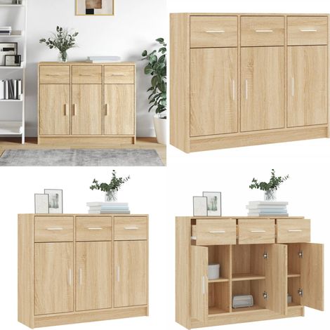 Sideboard Sonoma-Eiche 91x28x75 cm Holzwerkstoff - Schreibtisch - Wohnzimmermöbel - Sideboard - Eichefarben - Holzmöbel - Home & Living (1/5)