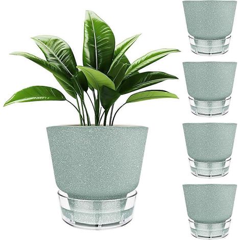15 cm großer, selbstbewässernder Blumentopf mit sichtbarem grünem Wasserreservoir (1/5)