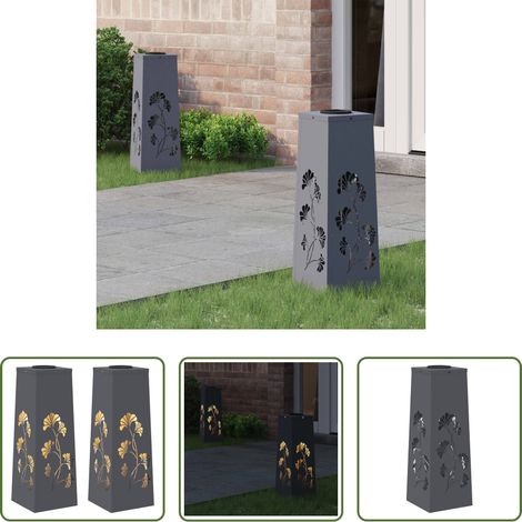 Wegeleuchten - Solar LED Weg Licht 2 pcs Anthrazit Kalt gewalzter Stahl (1/5)