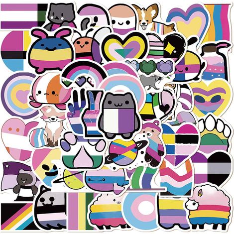 Sticker - Vinyle Étanche - Pour Ordinateur Portable Bouteille D Eau Carnet De Collage - Motif Arc-En-Ciel - 50 Pièces (1/5)