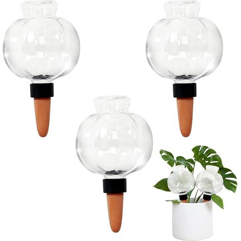 Lot de 3 globes à eau pour irrigation goutte à goutte pour insert de pot de fleurs d'intérieur ou d'extérieur (1/5)