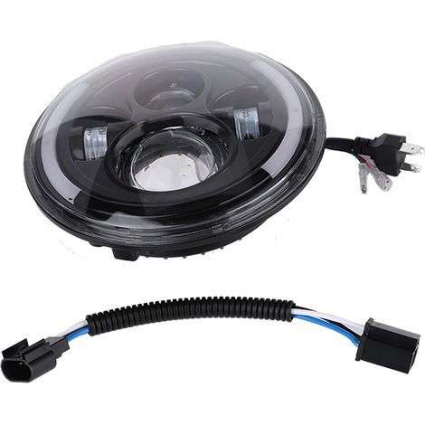 Faro per moto, lampada frontale LED Halo da 7 pollici 15000LM rotonda 150W per sostituzione aggiornamento Wrangler (1/5)