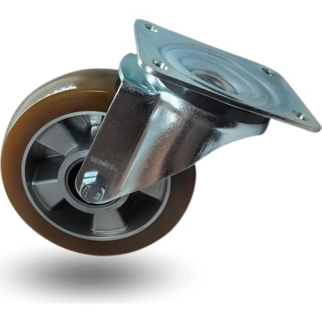 Roue pivotante, ensemble pour chariot, 160 mm, 500 kg, jtau 1603, aluminium-polyuréthane (1/5)